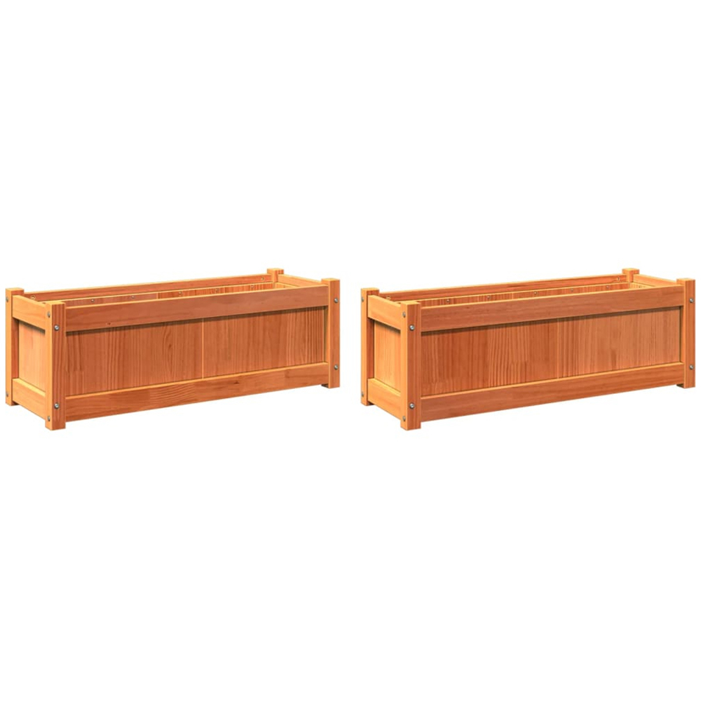 vidaXL Brown Solid Pine Wood Garden Planter 31 x 90 x 31cm 2 Pack Image 4