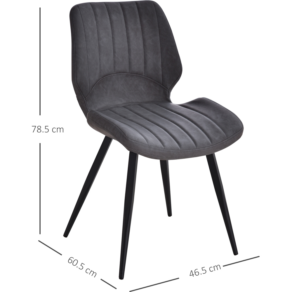 Portland Set of 2 Grey Faux Leather Dining Chair Image 7