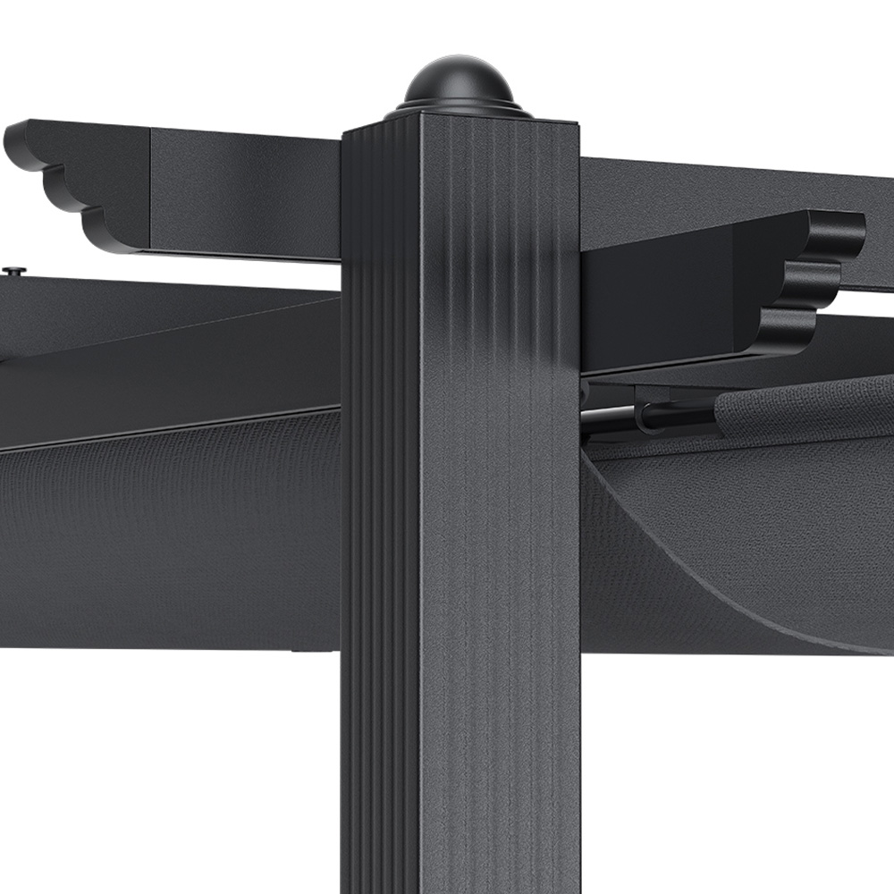 Living and Home Black Patio Deck Pergola with Canopy 4 x 3m Image 4