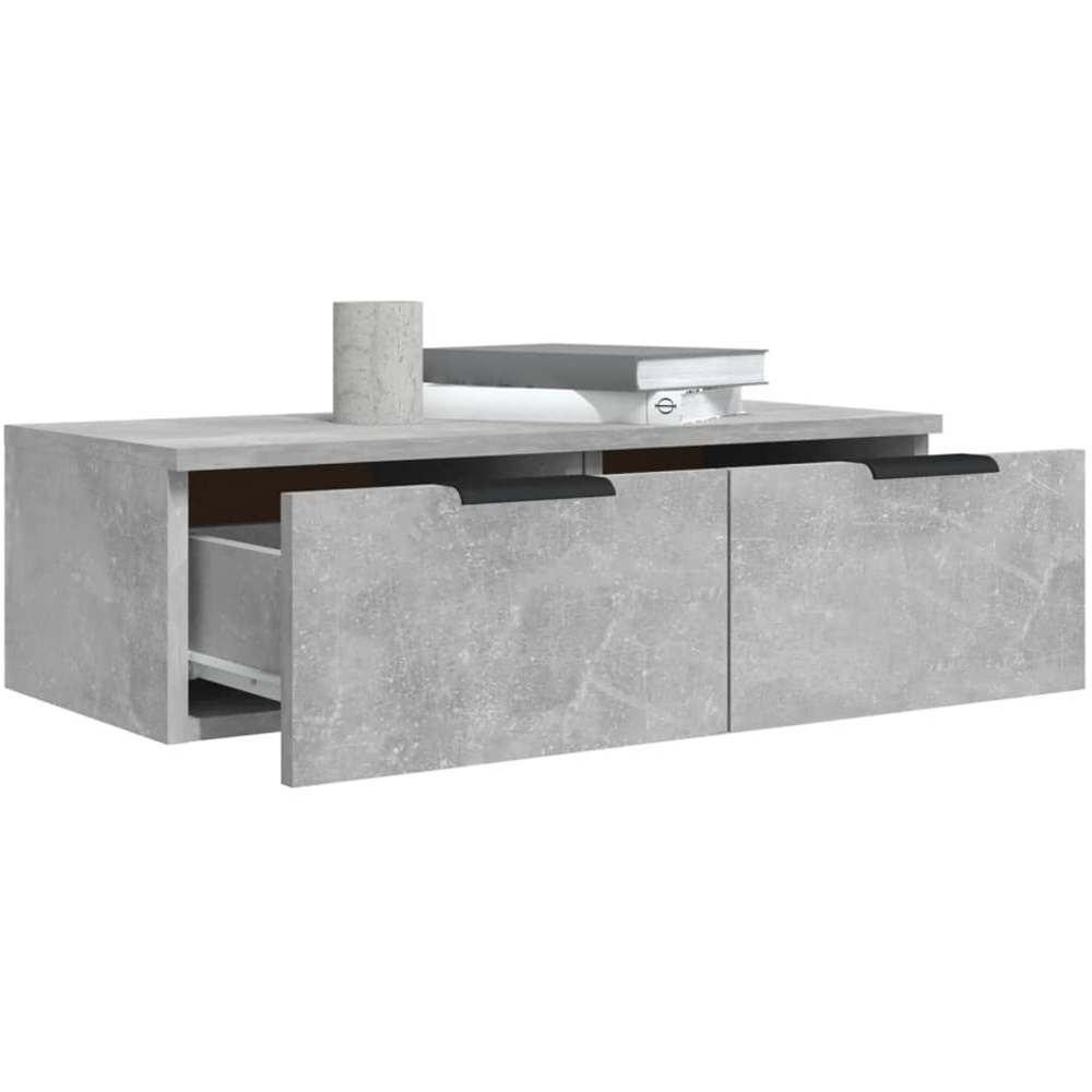 vidaXL 2 Drawer Concrete Grey Wall Cabinet Set of 2 Image 4