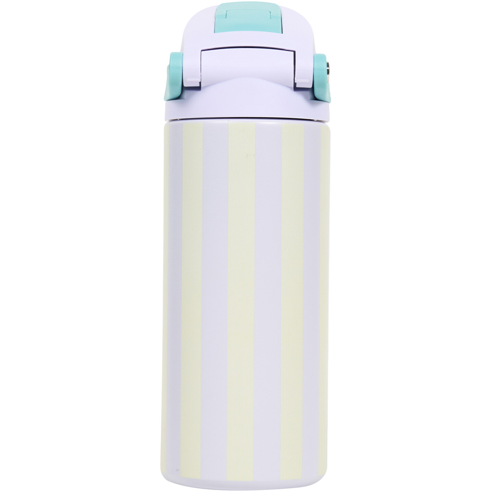 Stainless Steel Bottle with 2-Way Lid and Straw Purple Stripe Image 2