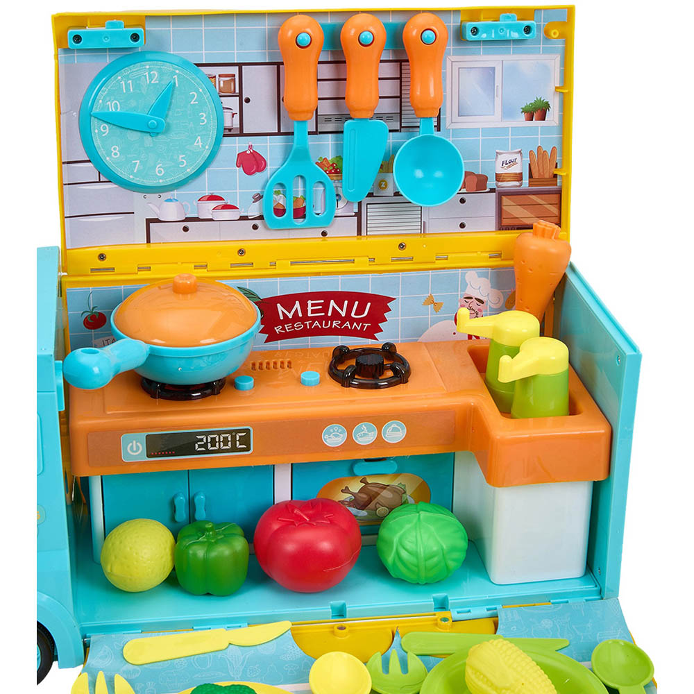 H&O Direct Kids 2 in 1 Pretend Kitchen Truck Toy with Light and Music Image 3