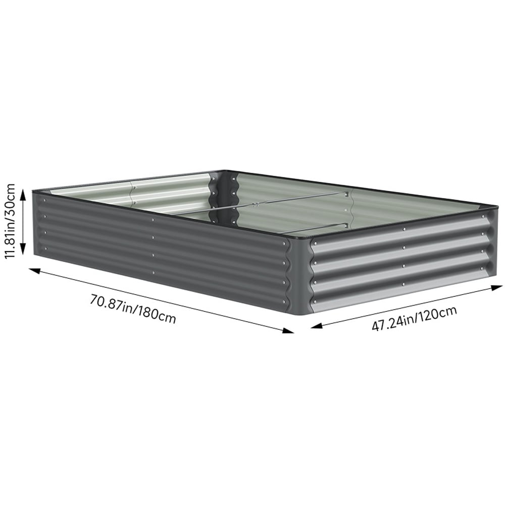 Living and Home Dark Grey Rectangular Galvanised Steel Raised Garden Bed 180 x 120cm Image 8