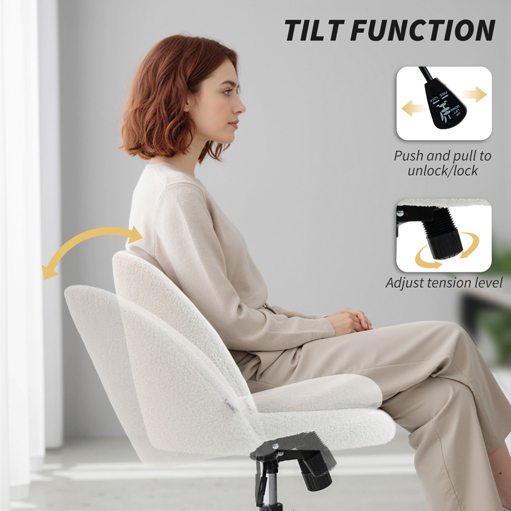 Portland Cream Teddy Fleece Height Adjustable Swivel Office Chair Image 8