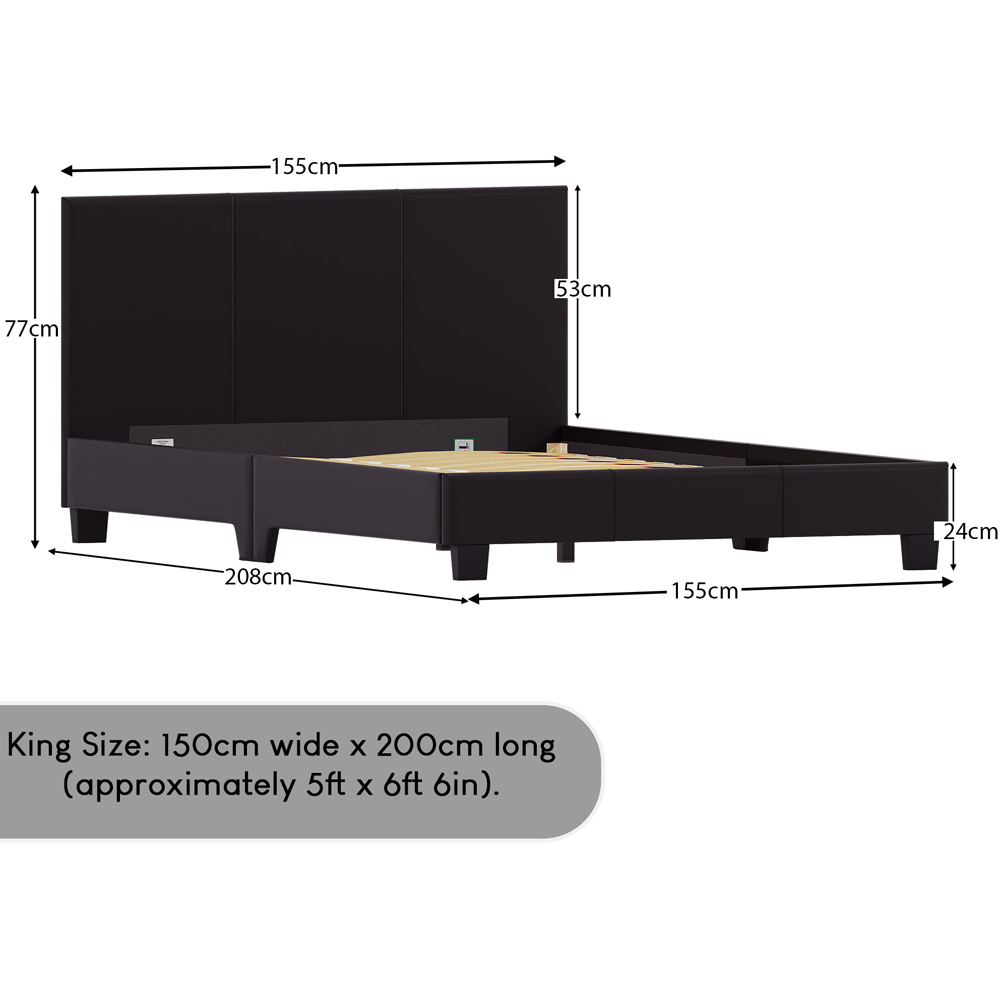 VIDA DESIGNS Lisbon King Size Brown Faux Leather Bed with Gel Memory Foam Mattress Image 9