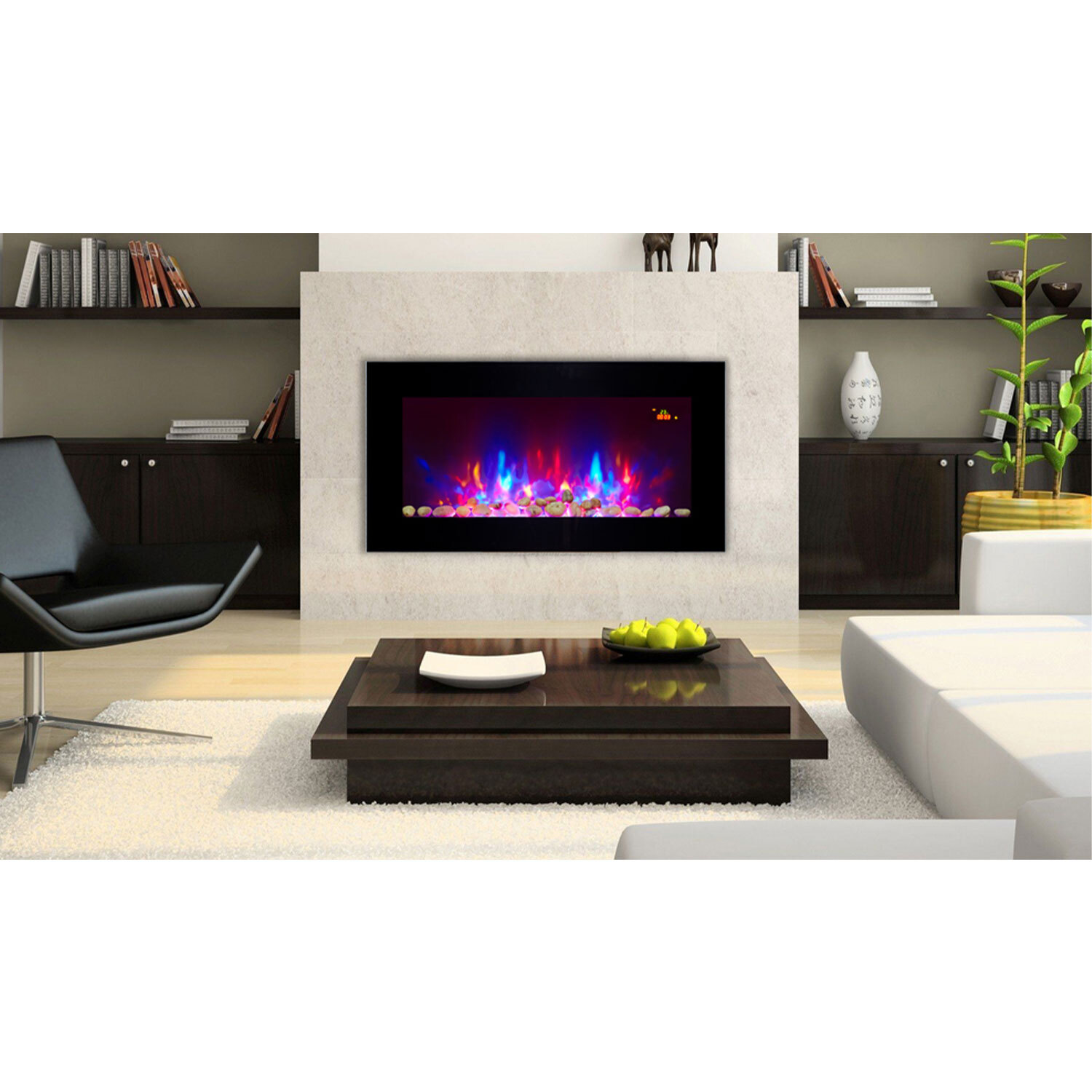 MyHome Chamonix Wall Mounted Electric Fire Suite Black Image 2