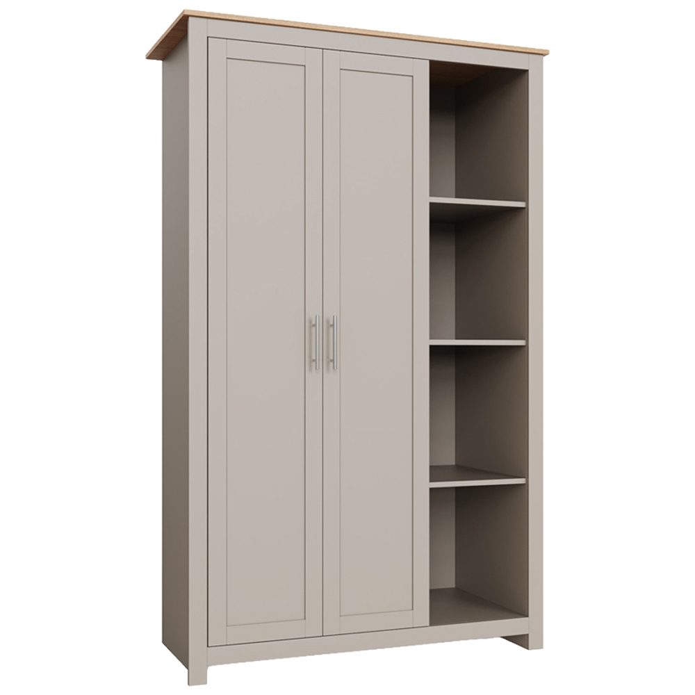 GFW Lancaster 2 Door 4 Shelf Grey Wardrobe Image 4