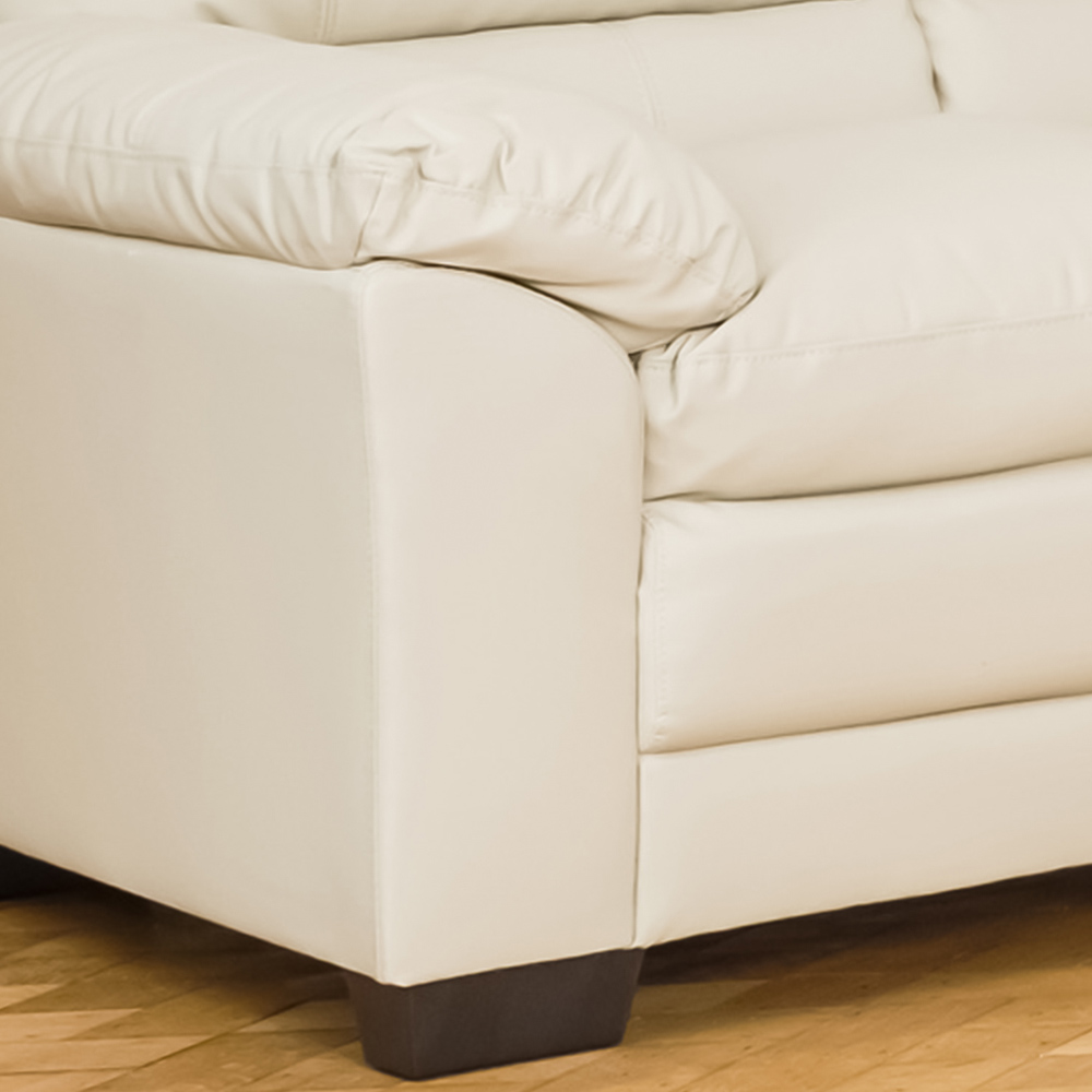 Genoa 3 Seater Cream Bonded Leather Sofa Image 3