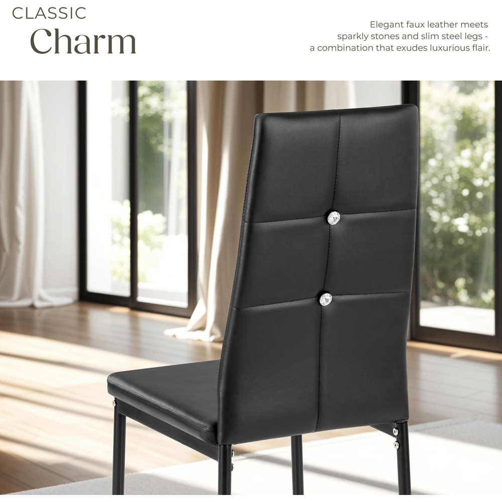 tectake Set of 6 Black Rhinestone Highlight Dining Chairs Image 5