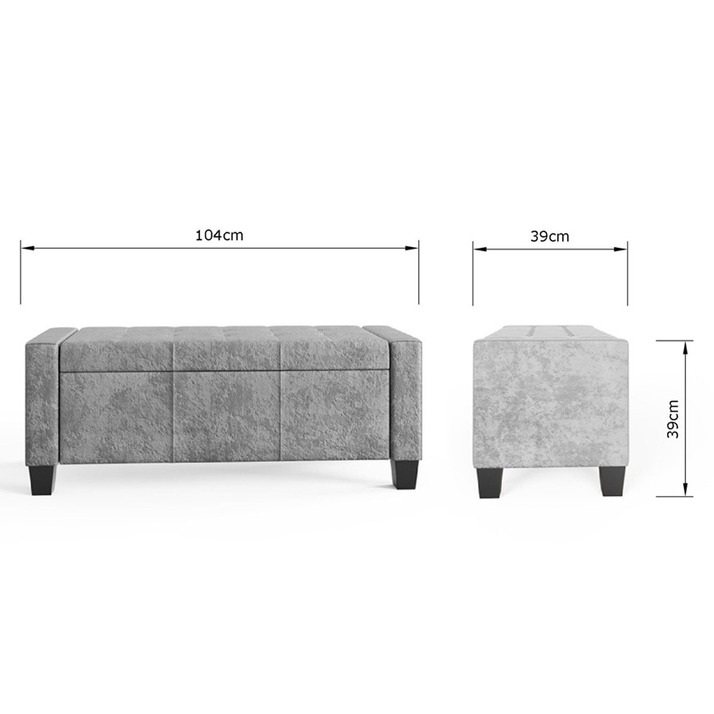 GFW Verona Grey Crushed Velvet Ottoman Storage Bench Image 9