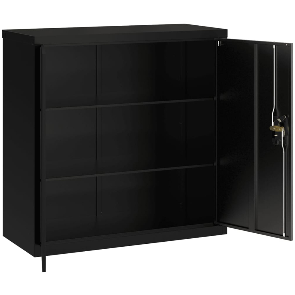 vidaXL 2 Door 3 Shelf Black Steel Lockable Office File Cabinet Image 4