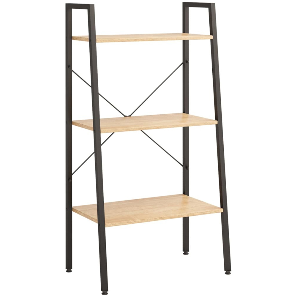 vidaXL 3 Shelf Light Brown and Black Standing Shelf Image 1