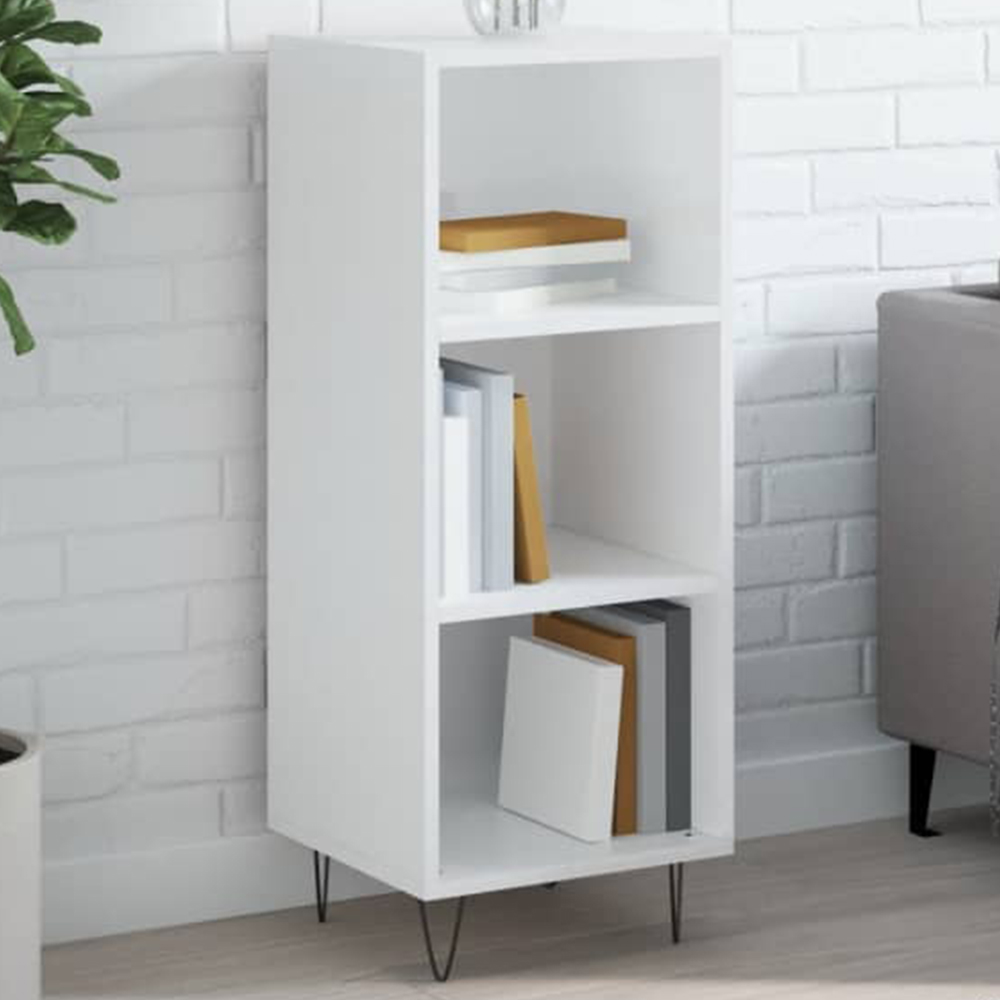 vidaXL 3 Shelf High Gloss White Sideboard Image 1