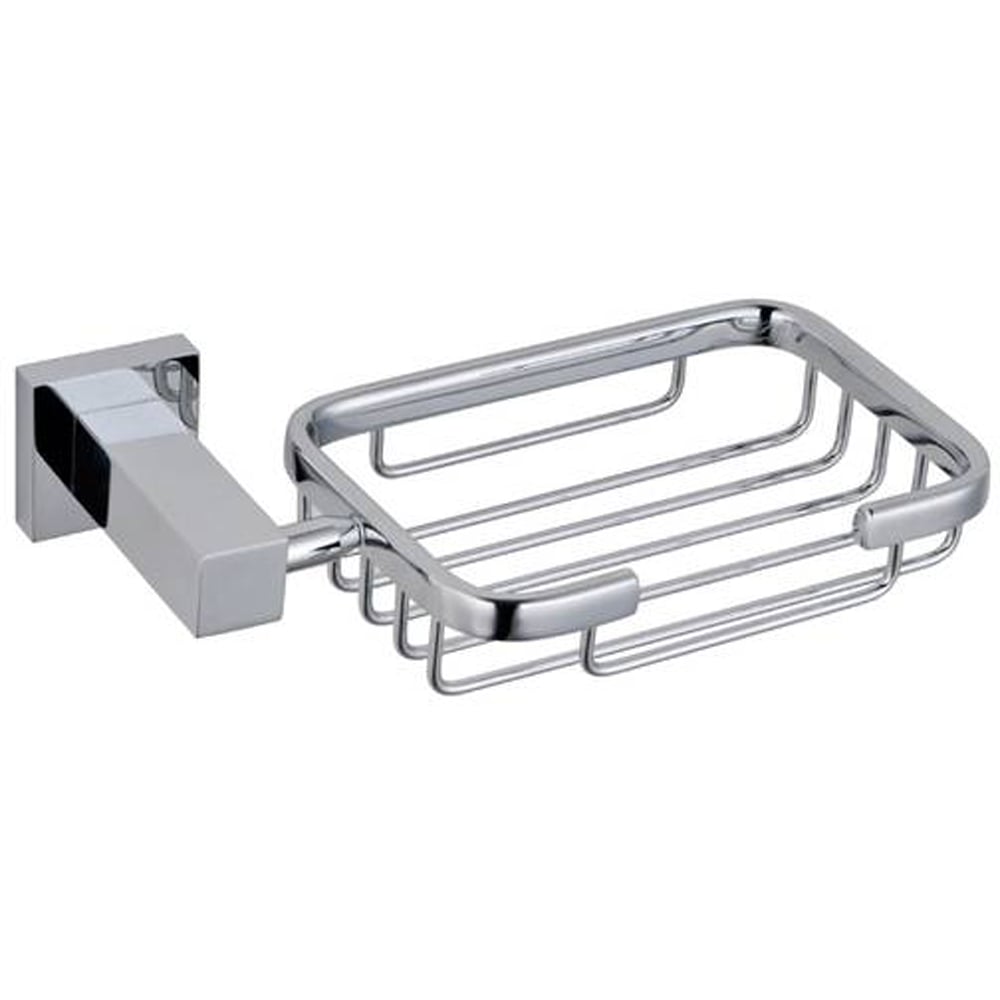 Nes Home Chrome Square Wall Mounted Soap Dish with Holder Image 1