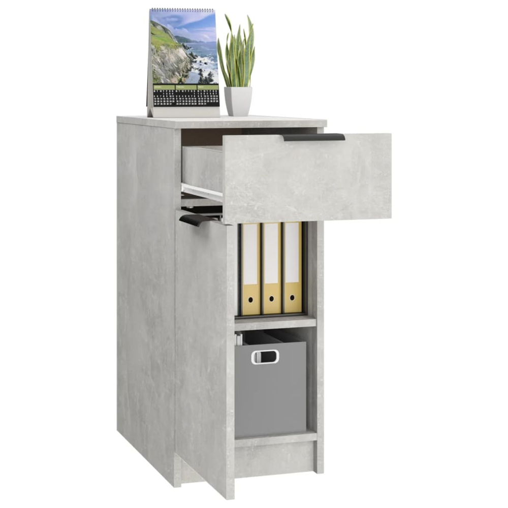 vidaXL Single Door Single Shelf Concrete Grey Desk Cabinet Image 4