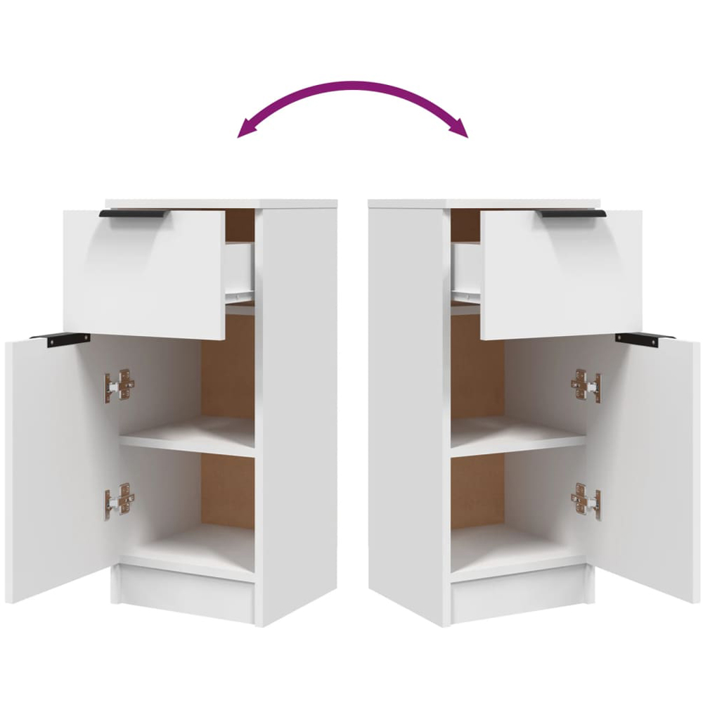 vidaXL Single Door Single Drawer White Sideboard Set of 2 Image 5