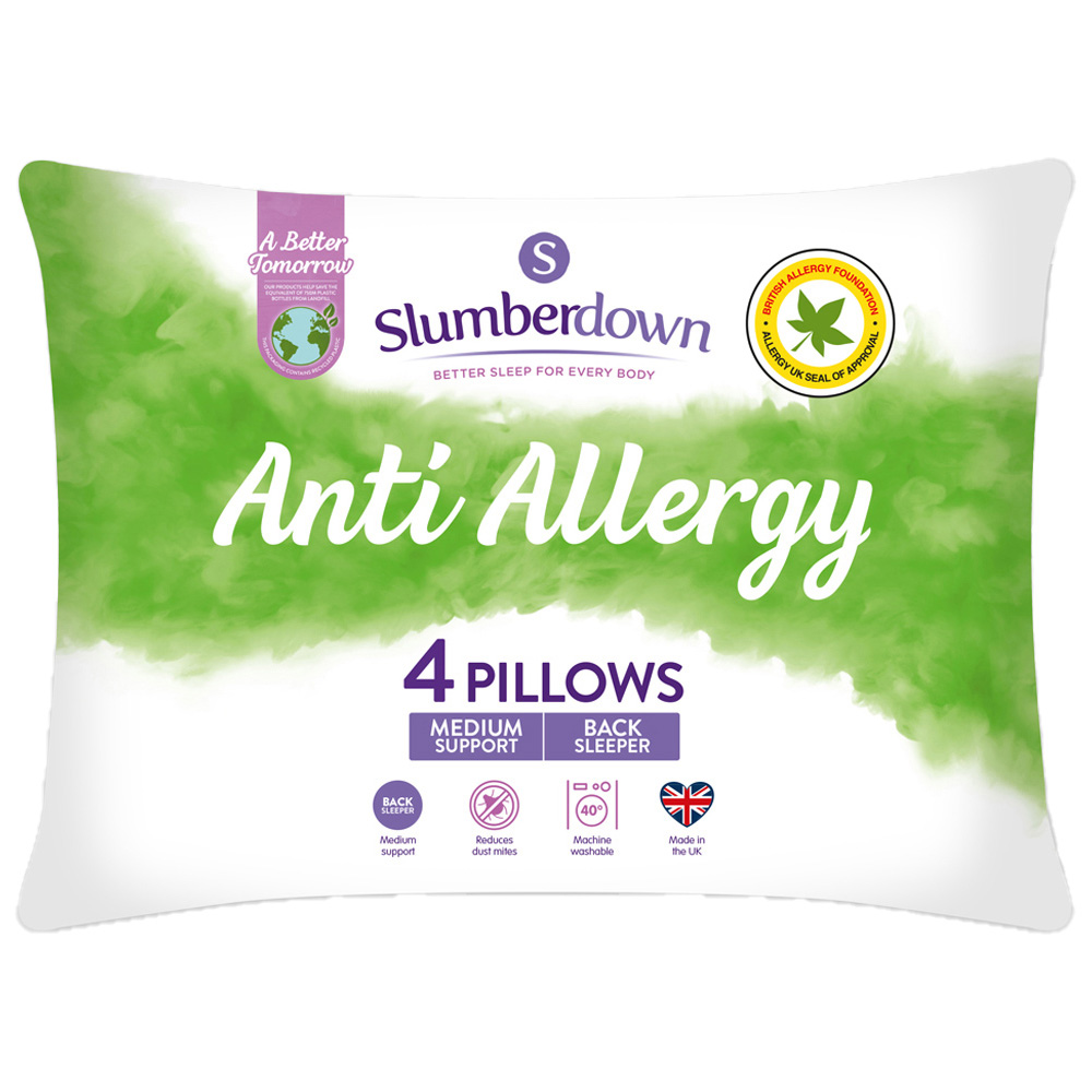 Slumberdown Anti Allergy Pillow 4 Pack Image 1