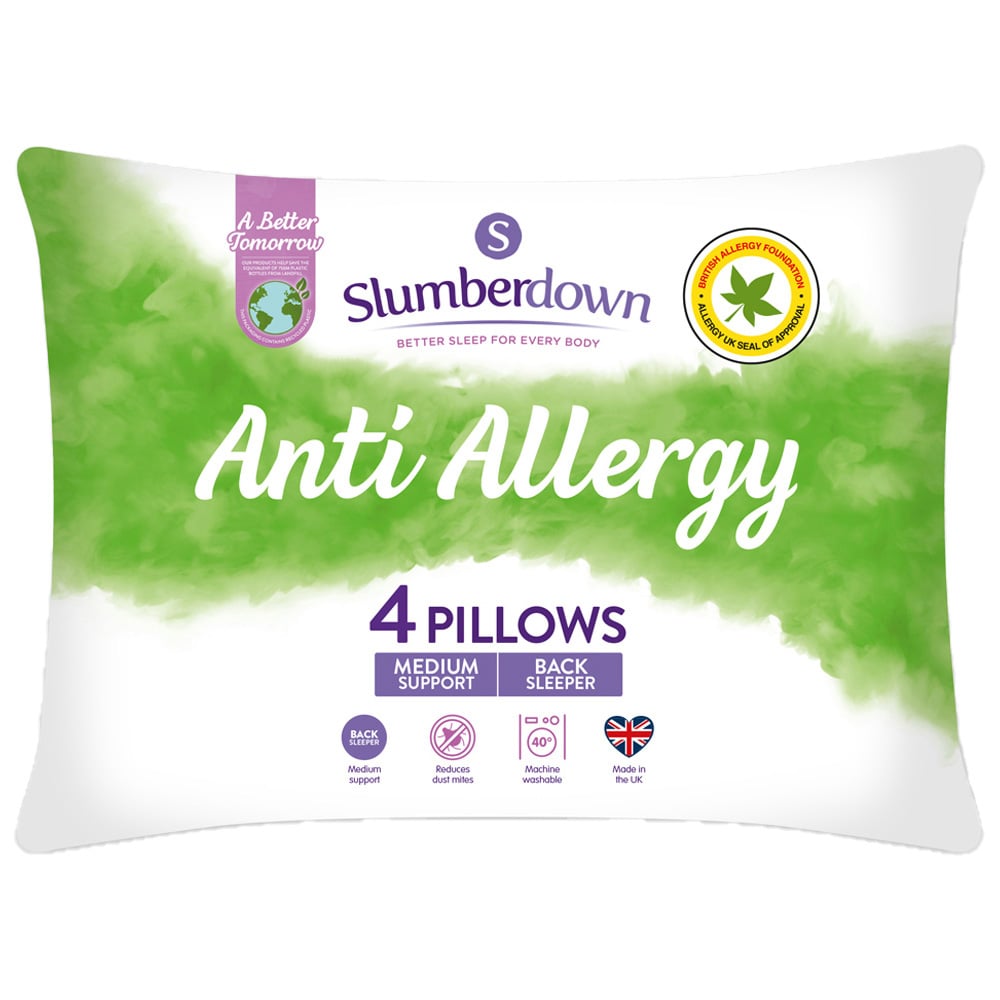 Slumberdown Anti Allergy Pillow 4 Pack Image 1