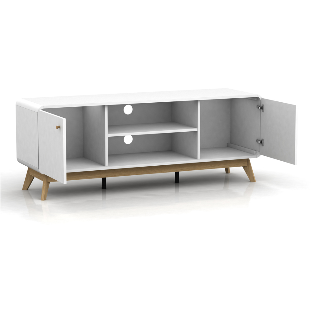 Loft24 Cassie 2 Door 2 Shelf White TV Stand Image 4