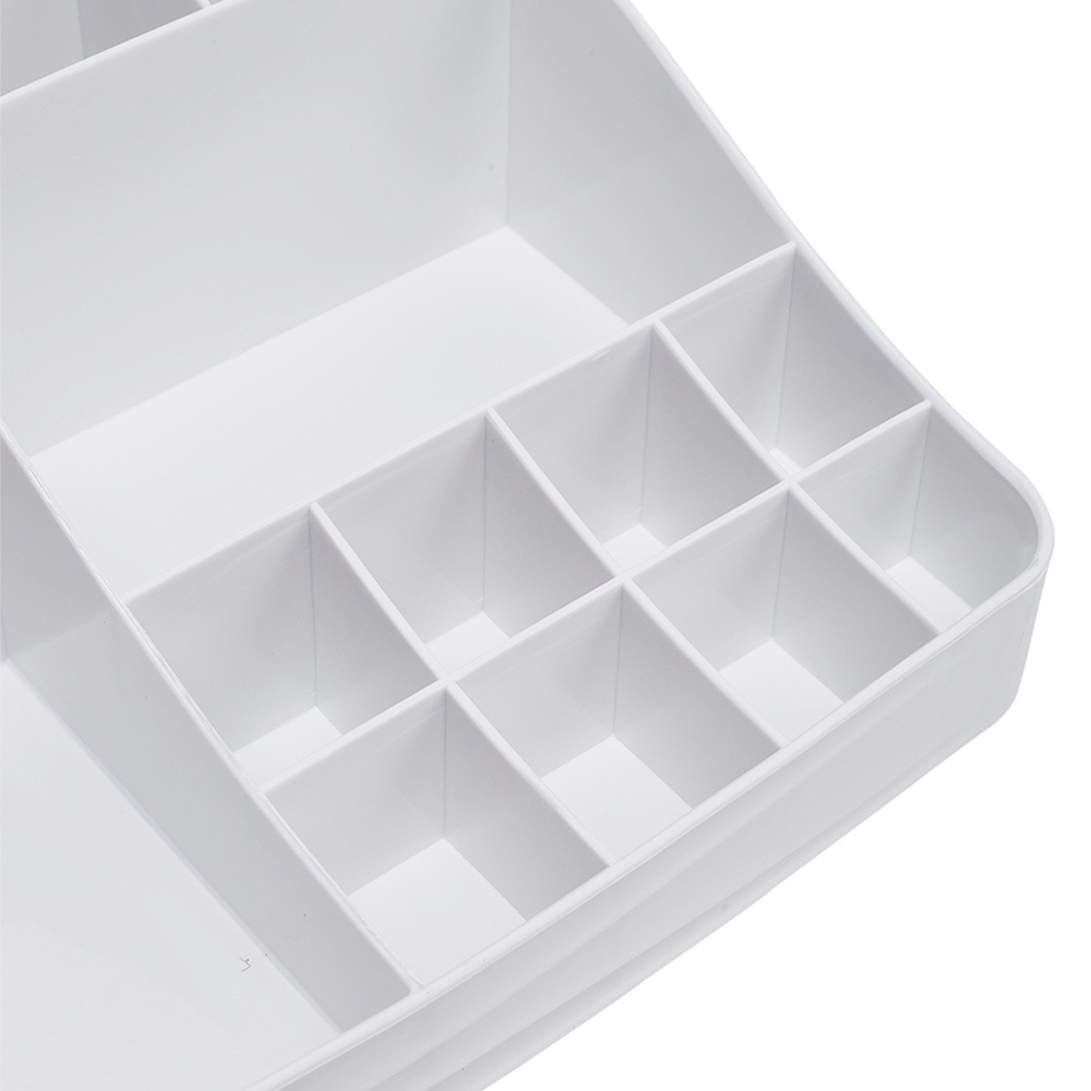 H&O Direct 13 Compartment White Plastic Makeup Organiser Image 4