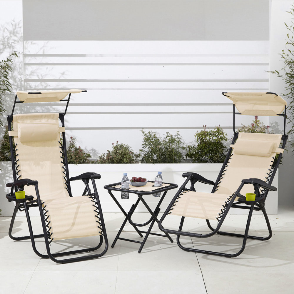 Neo Cream Zero Gravity Chairs and Table Image 1