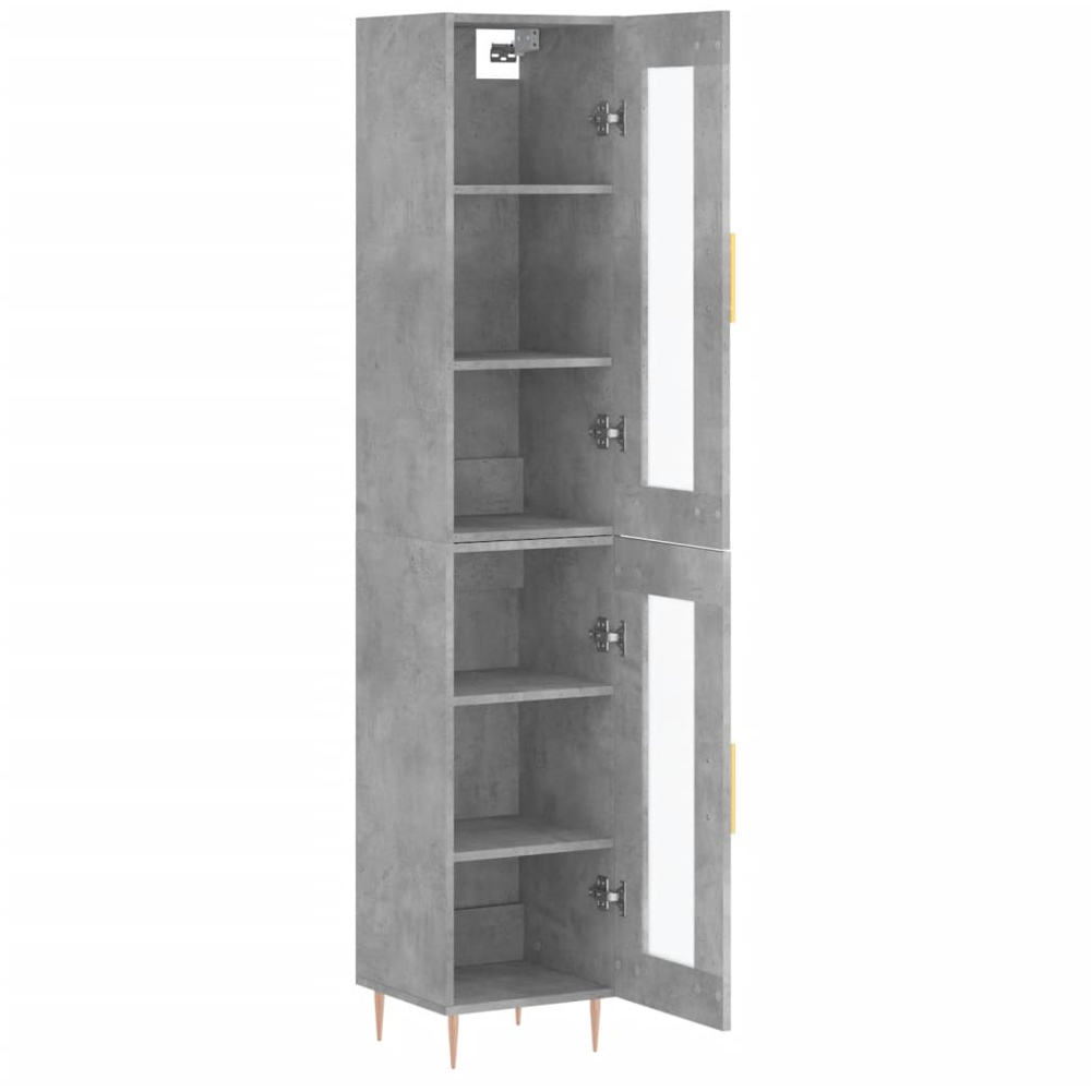 vidaXL 2 Glass Door Concrete Grey Highboard Image 4