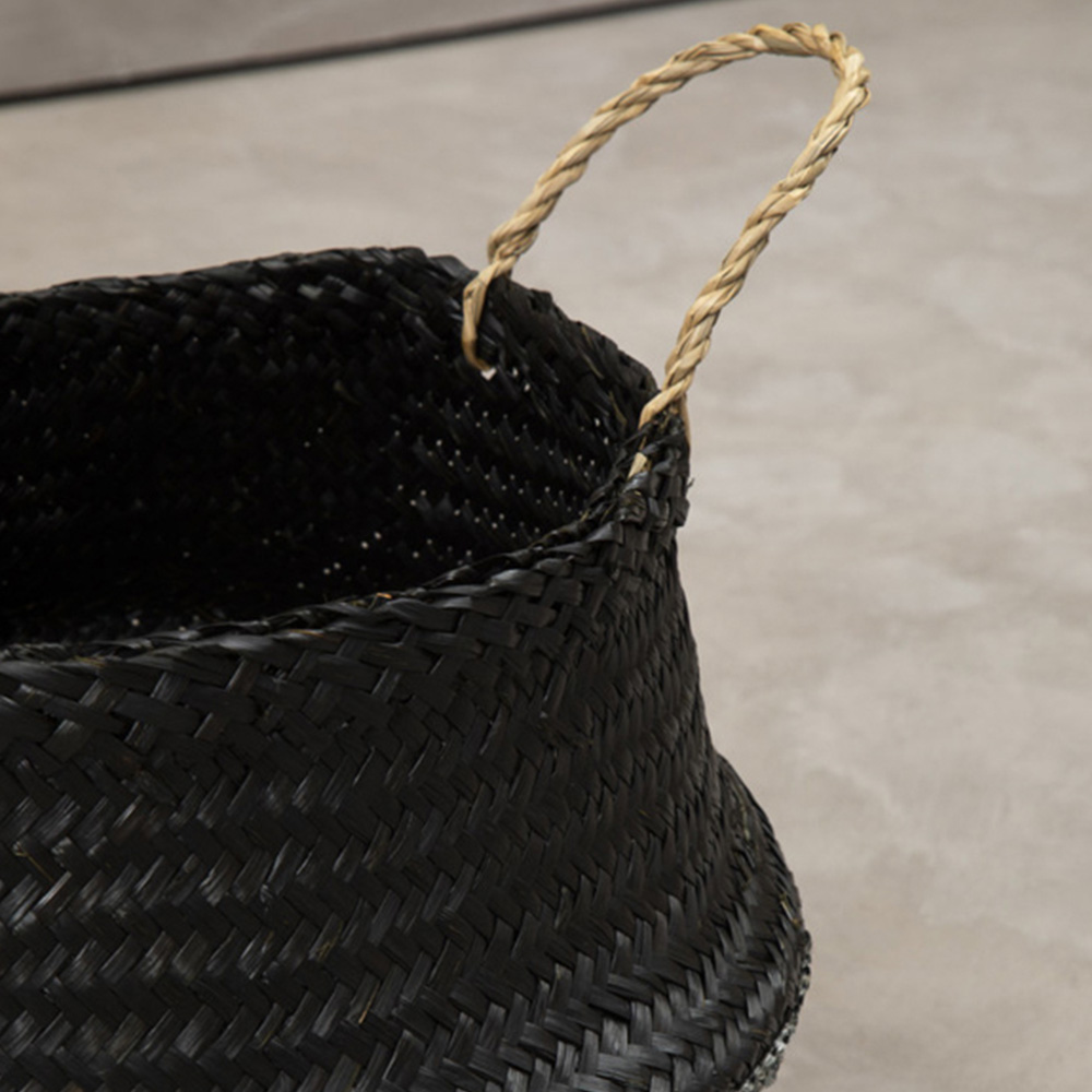Premier Housewares Black and Silver Sequin Medium Seagrass Basket Image 6