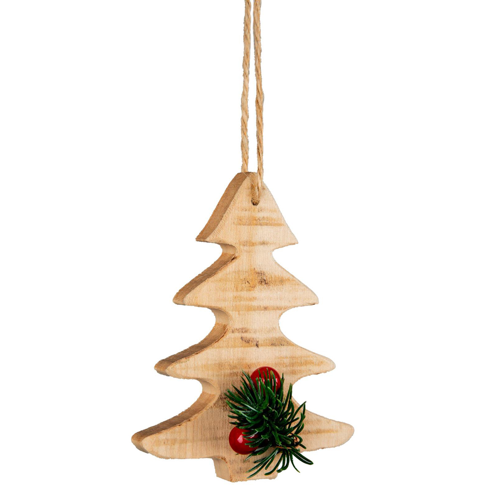Shatchi Christmas Tree Wooden Craft Hanging Decoration Image 1