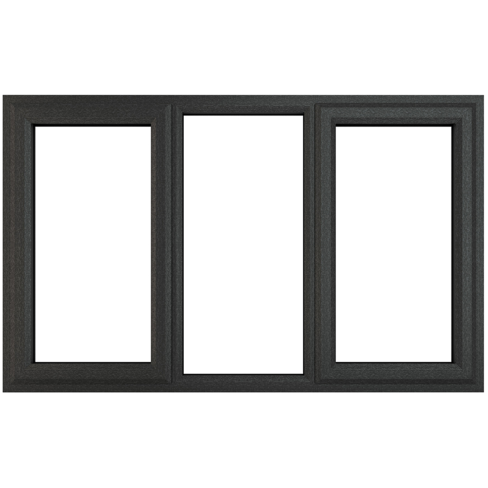 Crystal uPVC Double Glazed Window LH & RH Side Hung Fixed Centre Grey White Clear Glass 1770x1040mm Image 1