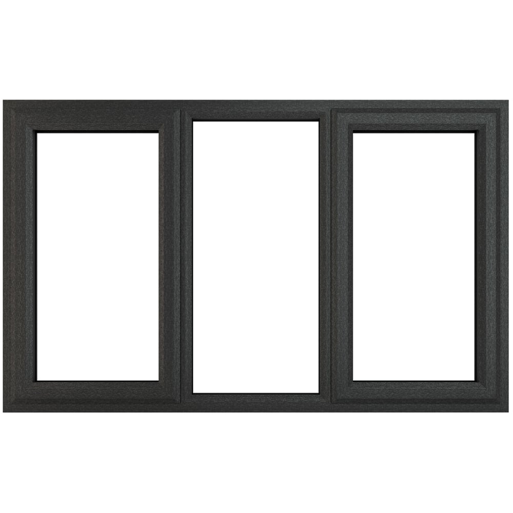 Crystal uPVC Double Glazed Window LH & RH Side Hung Fixed Centre Grey White Clear Glass 1770x1190mm Image 1