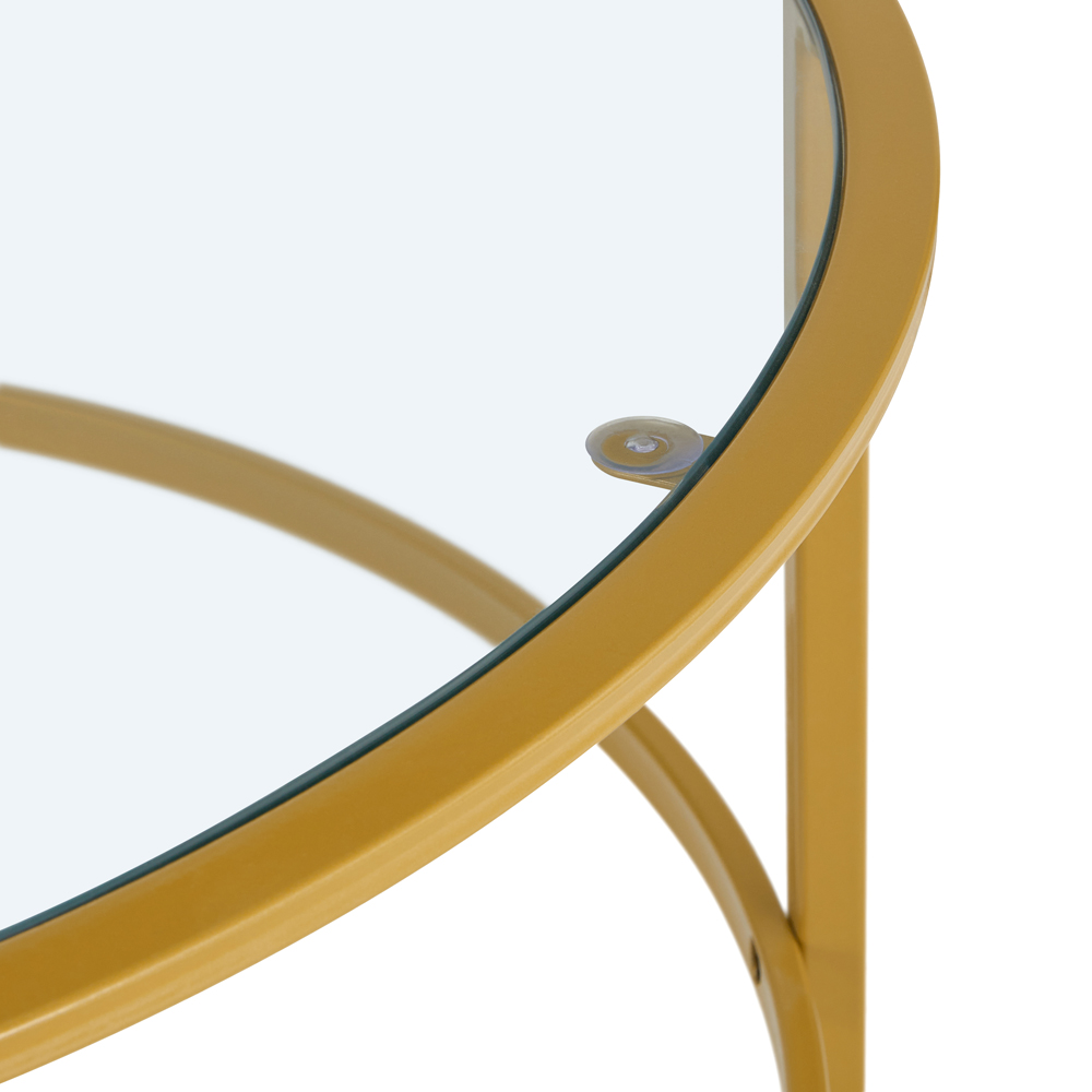 Comfy Living Gold Round Tempered Glass Coffee Table Image 4