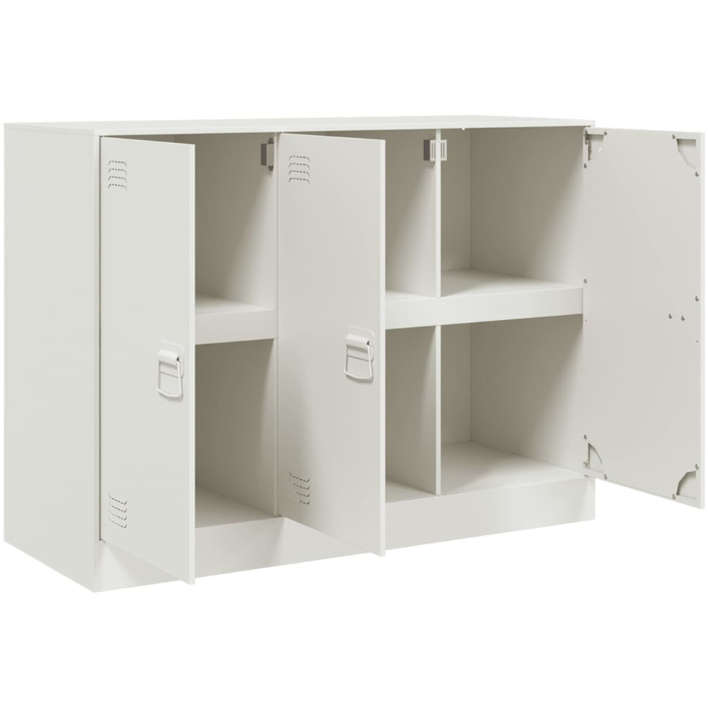 vidaXL 3 Door White Steel Sideboard Image 7