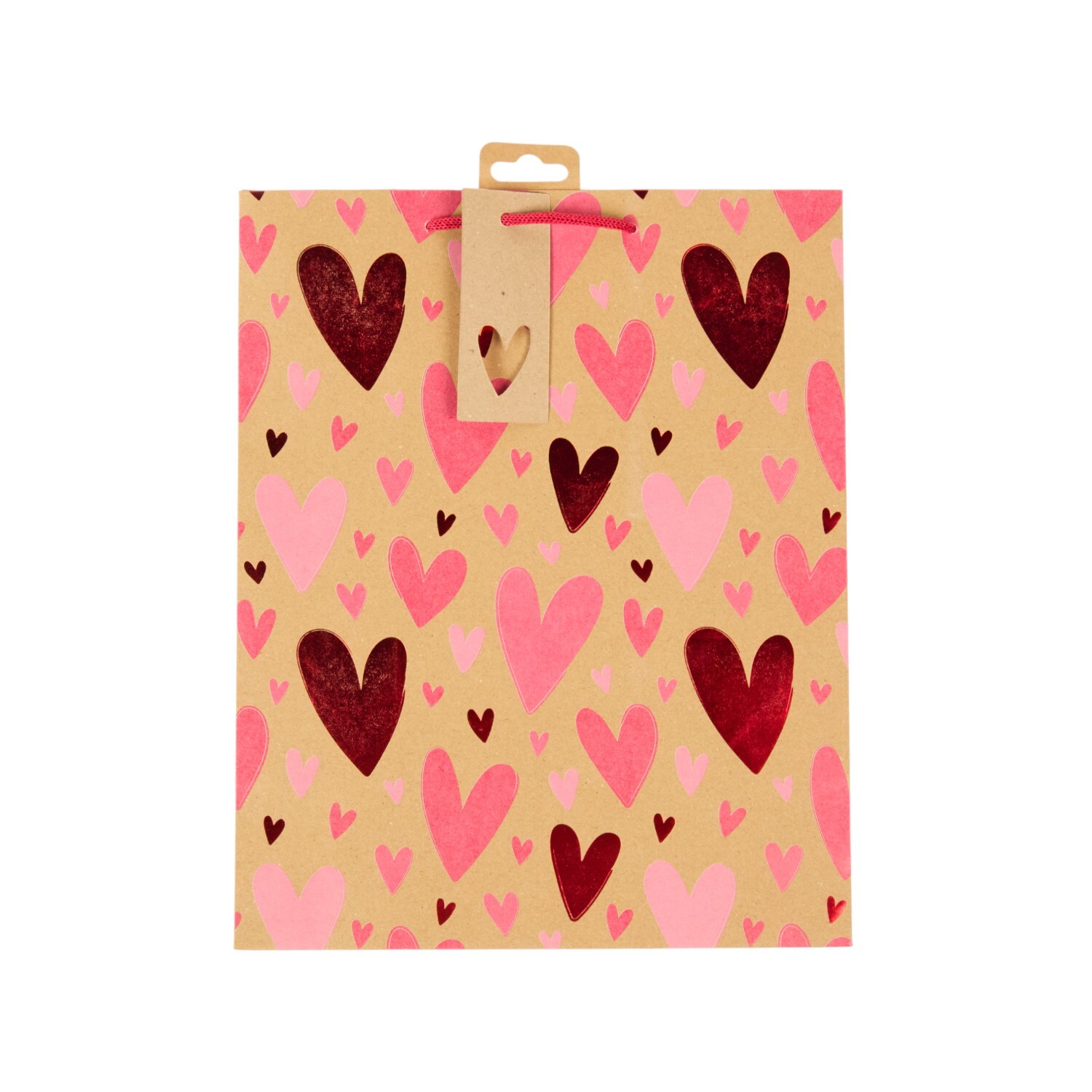 Kraft Heart Pattern Large Gift Bag Brown Image 2