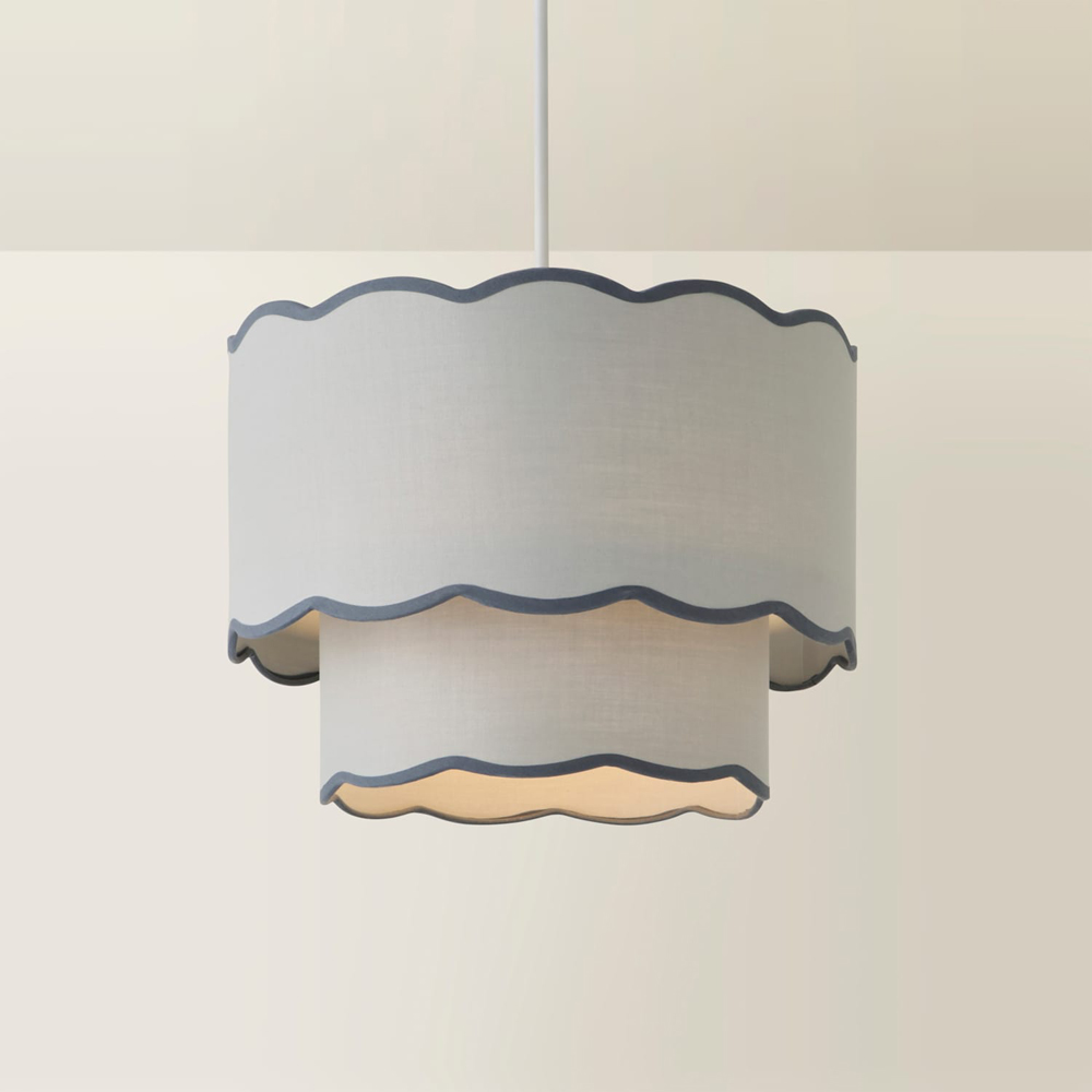 ValueLights Sloane 2 Tier Grey Colour Clash Scalloped Shade Image 5