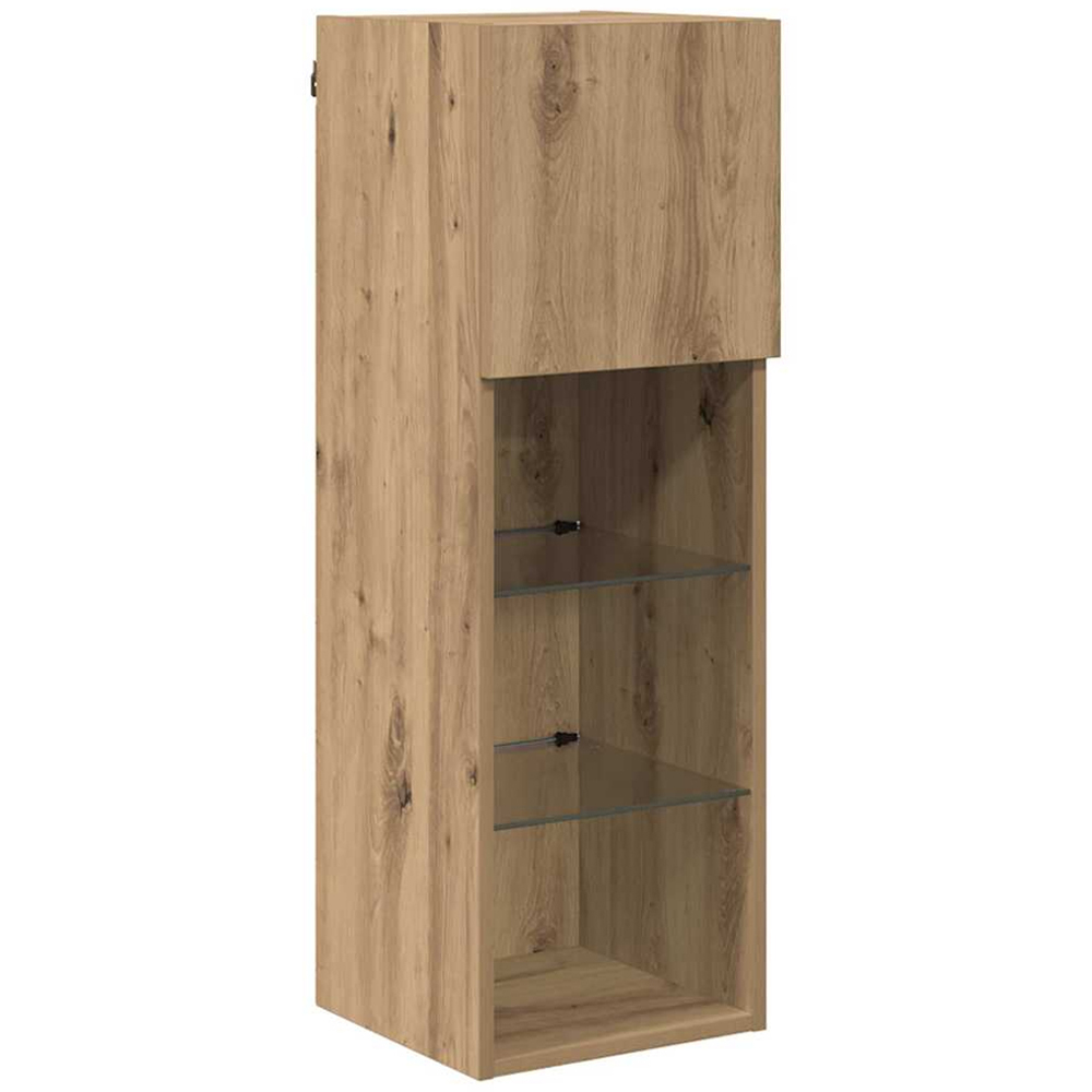 vidaXL Single Door 3 Shelf Artisan Oak Wall Mounted LED TV Unit Set of 2 Image 6