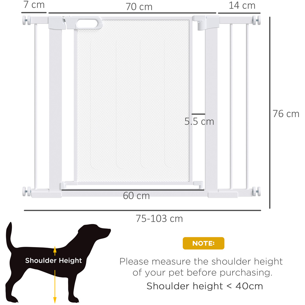 PawHut White 75-103cm Stair Pressure Fit Pet Safety Gate Image 7