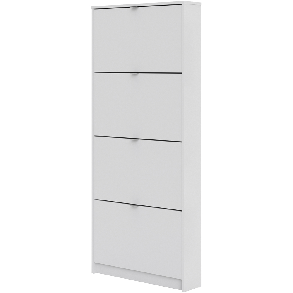 Florence Shoes 4 Flip Door Single Layer White Shoe Storage Cabinet Image 4