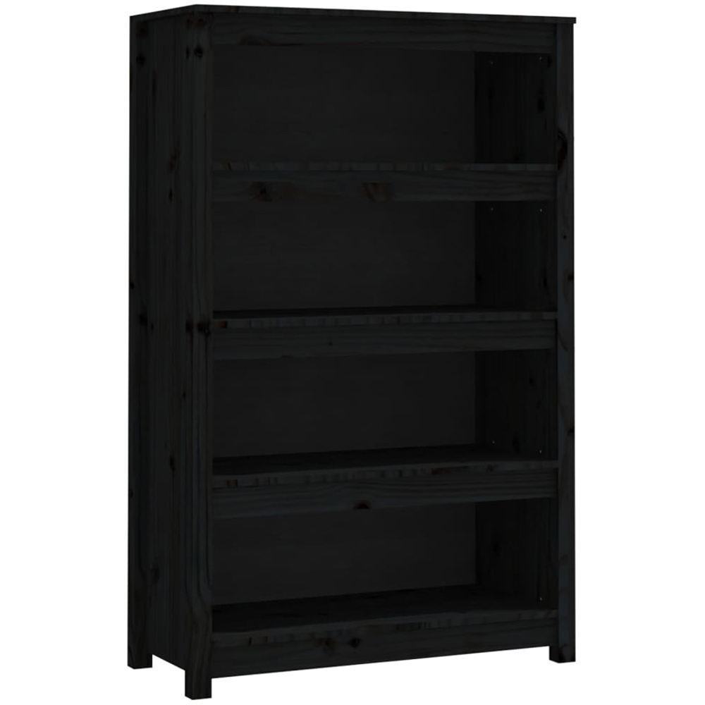 vidaXL 4 Shelf Black Solid Pine Wood Bookcase Image 2