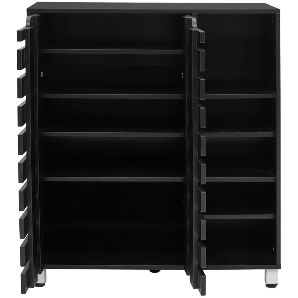 H&O Direct 2 Door 5 Shelf Black Shoe Cabinet Image 3