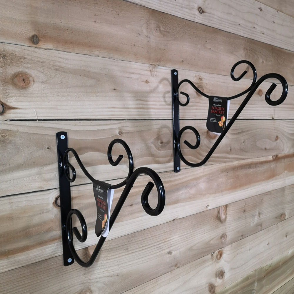 Samuel Alexander Black Heavy Duty Metal Wall Bracket Hook 35cm 2 Pack Image 2
