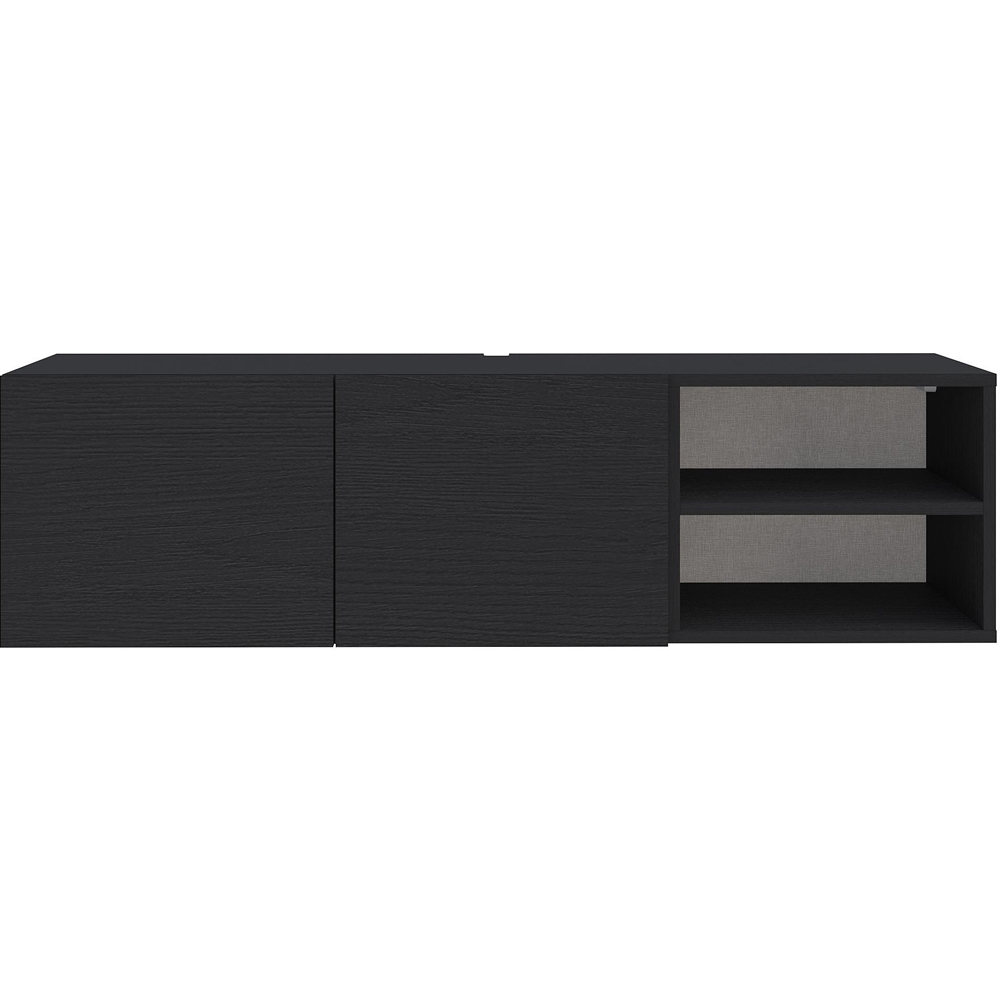 Decortie Conrad 2 Door 2 Shelf Black Wood TV Unit Image 2