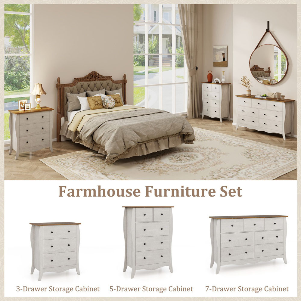 Costway 3 Drawer Grey Chest of Drawers with Anti Tipping Kit Image 5