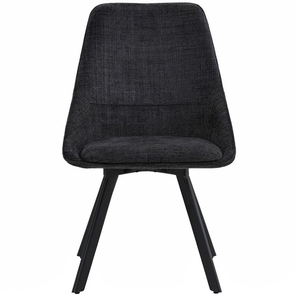FWStyle Myla Set of 2 Black Chenille Upholstered Swivel Dining Chair Image 3