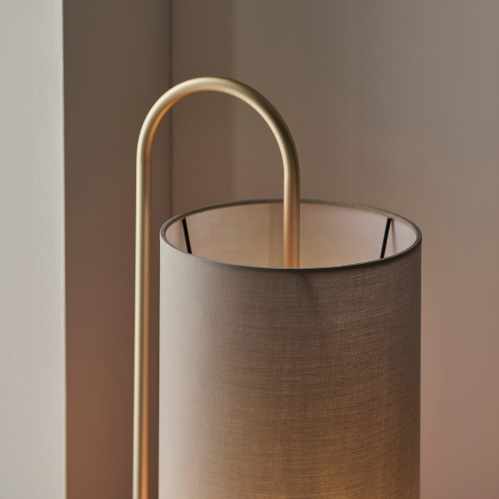 Merano Arenzano Antique Brass and Grey Fabric Floor Lamp Image 4