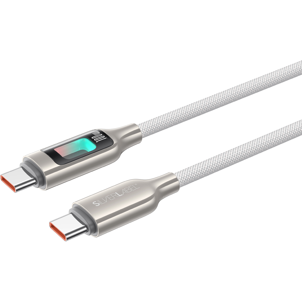 SilverLabel 100W White USB-C to USB-C Cable 1m Image 2