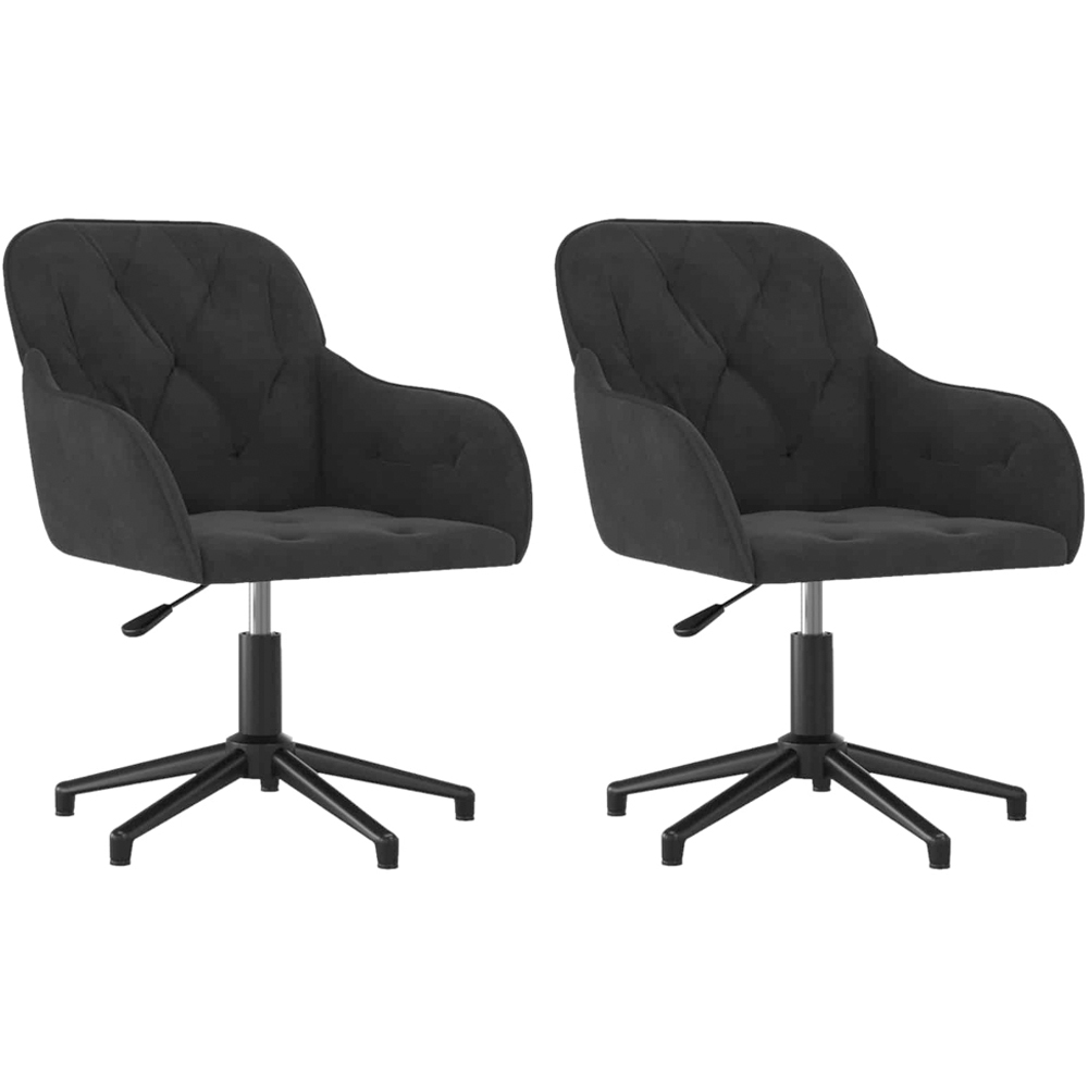 vidaXL Set of 2 Black Velvet Height-Adjustable Swivel Dining Chair Image 2