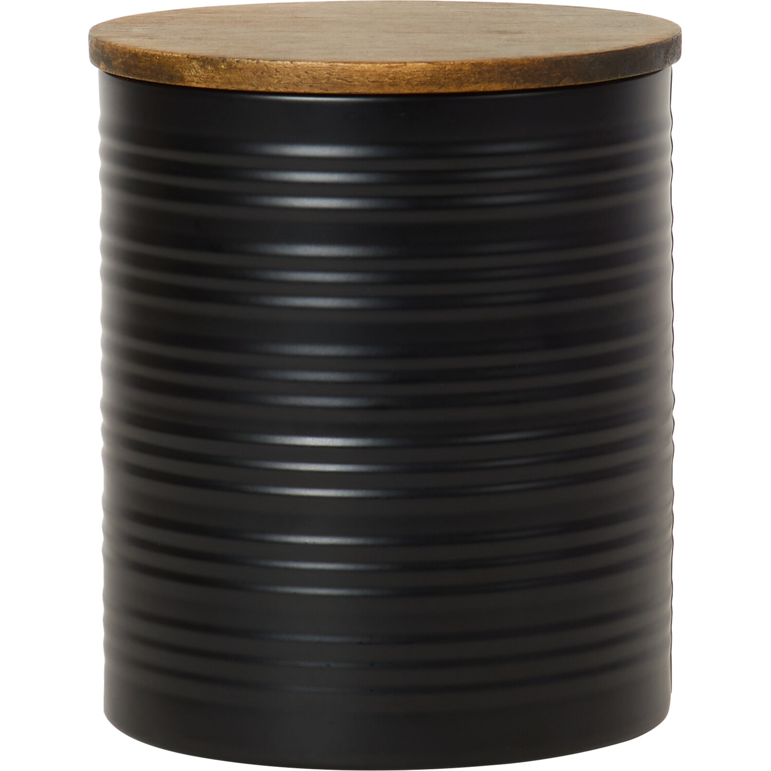 Malmo Embossed Canister with Acacia Lid - Black Image 1