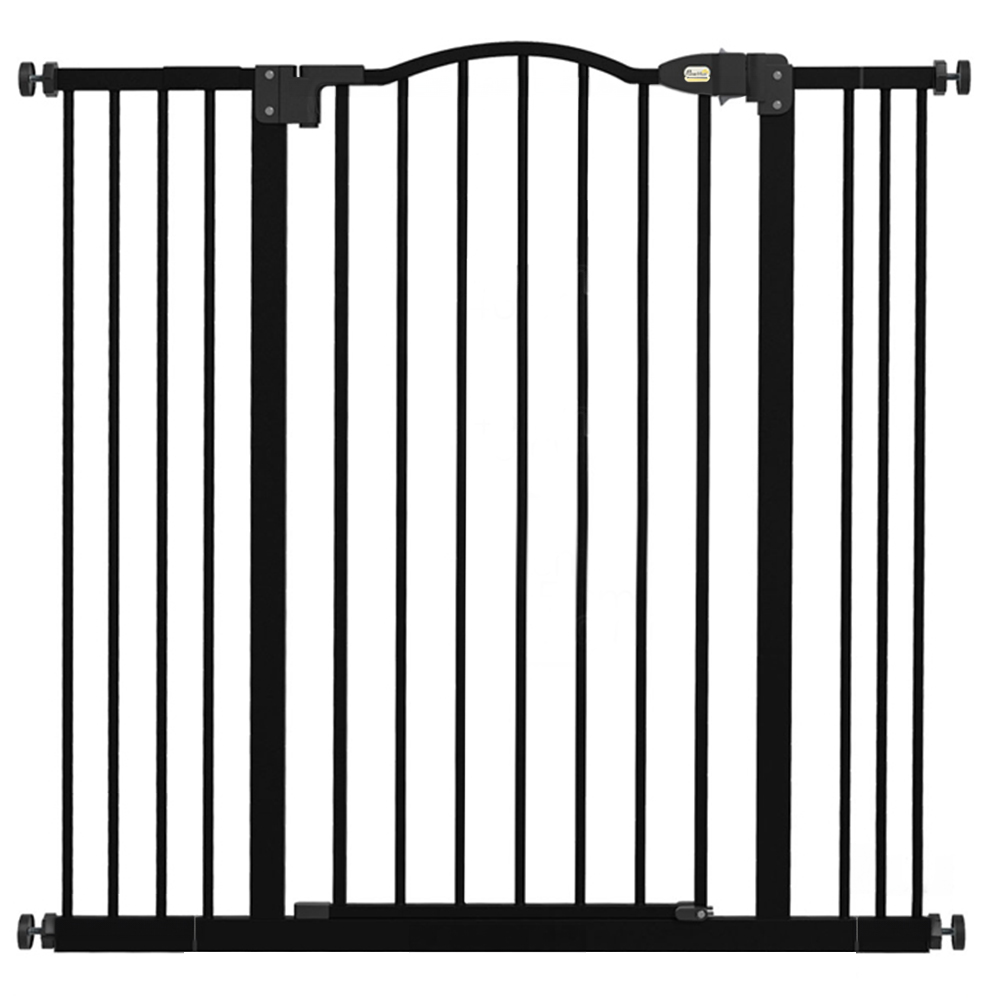 PawHut Black 74-100cm Adjustable Metal Pet Safety Gate Image 1