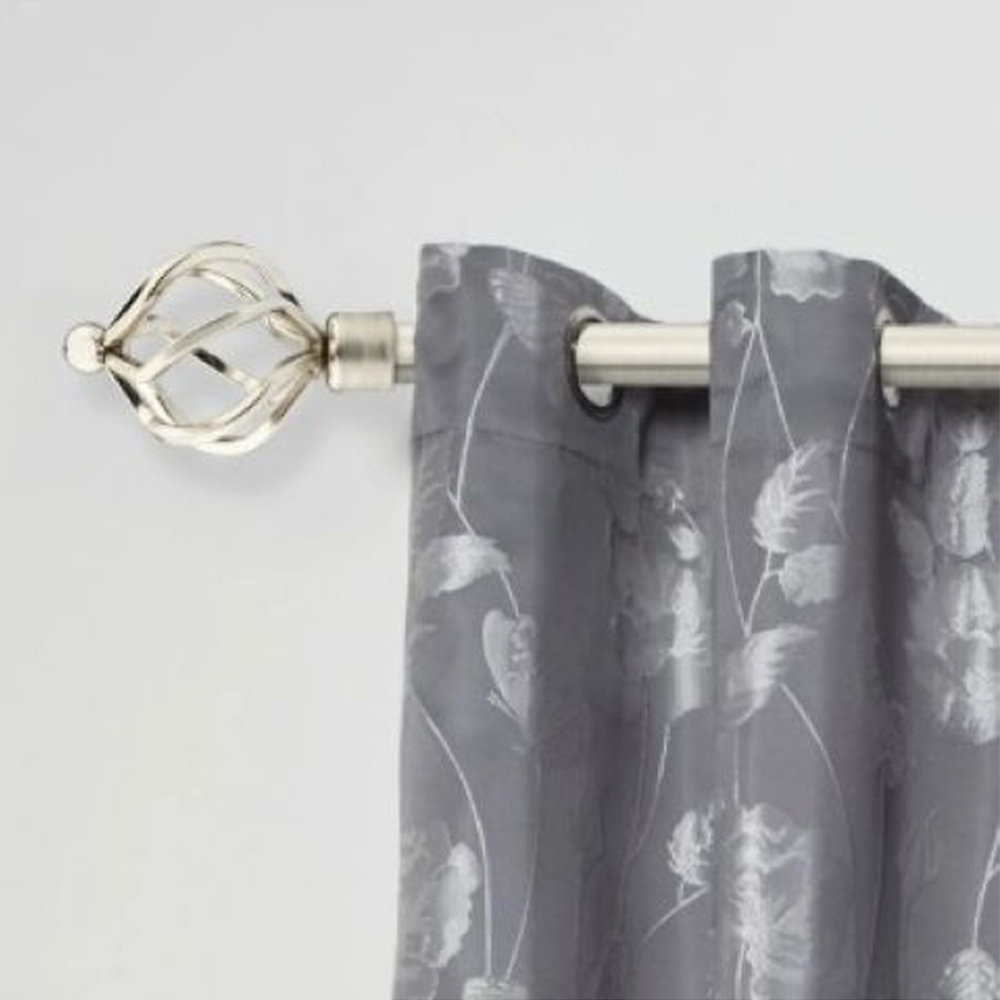New Edge Blinds Cage 160-300cm Extendable Brushed Silver Eyelet Metal Curtain Pole Set Image 2