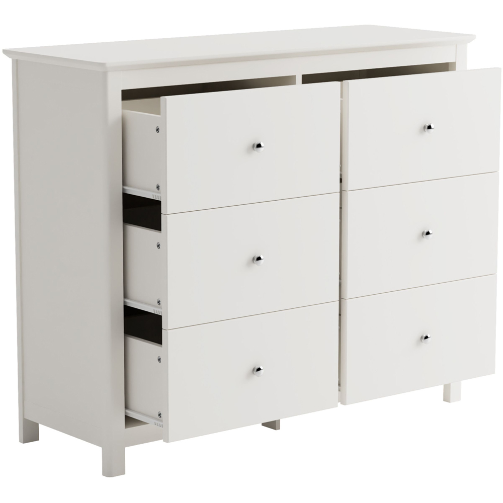 Core Products Nairn 6 Drawer White Wide Chest of Drawers Image 3